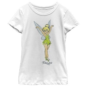 Girl's Peter Pan Tinker Bell Retro Watercolor Portrait T-Shirt - 1 of 4