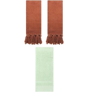 REGALWOVEN 3 Packs Striped and Tassels Hand Towels for Bathroom 14" x 30" - 1 of 4