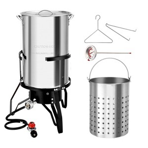 ROVSUN 50QT Turkey Fryer & Seafood Boiler Steamer with 54000 BTU Propane Stove, Stainless Steel Outdoor Deep Fryer with Basket, Thermometer & Hook - 1 of 4