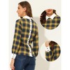 Allegra K Women's Contrast Turndown Collar Button Back Check Plaid Work Shirt - 2 of 4
