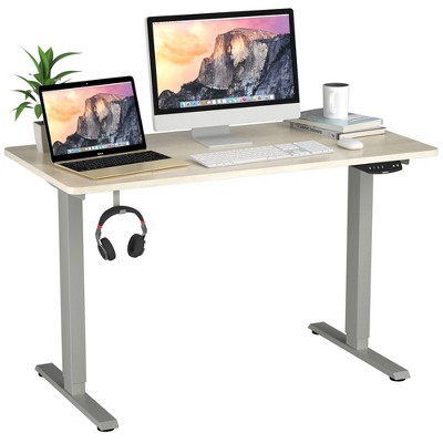 Greige 48 x 24 Inches Sit Stand Desk Home Office Table with Splice Board KKL Height Adjustable Electric Standing Desk 
