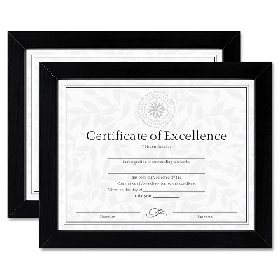 Dax Document/Certificate Frames Wood 8 1/2 x 11 Black Set of Two N15832