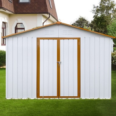 Coolbibila-10Ftx12Ft Storage Sheds, Tool Sheds With Sturdy Aluminum Frames, Metal Sheds With Durable Vents And Customizable Door