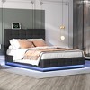 Queen Size PU Tufted Upholstered Platform Bed with Hydraulic Storage System, LED Lights and USB charger-ModernLuxe - 3 of 4