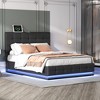 Queen Size PU Tufted Upholstered Platform Bed with Hydraulic Storage System, LED Lights and USB charger-ModernLuxe - image 3 of 4