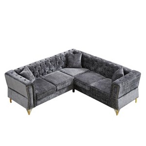 NicBex Chenille Corner Sofa,L-Shaped Sectional Couch with 3 Cushions for Living Room,Apartment,Office,Gray - 1 of 4