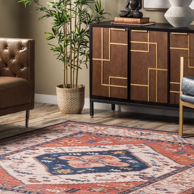 Eco-Friendly Reversible Rust Washable Area Rug, 3' x 5'