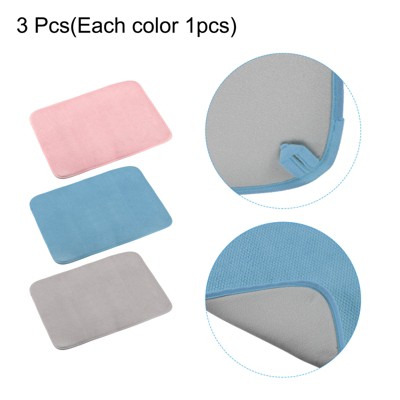 Microfiber Absorbent Reversible Dish Drying Mat Set - Blue, Pink, Grey