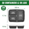 50-Pack 32oz 3-Compartment Meal Prep Containers, Reusable, Leakproof, Black - 2 of 4