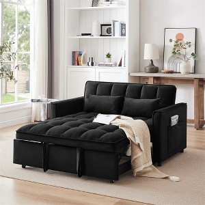 ELJGET 3-in-1 Convertible Sofa Bed with Pull Out Bed, Modern Velvet Double Sleeper Sofa, Adjustable Sleeper Chair Bed for Office, Living Room - 1 of 4
