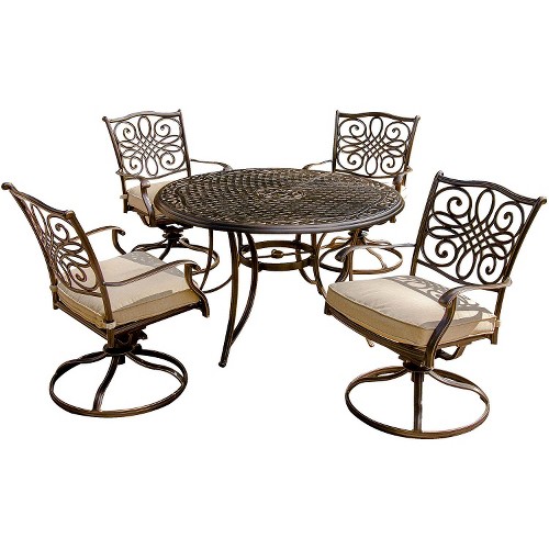 Traditions 5-Piece Metal Patio Motion Dining Furniture Set