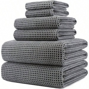 Oversize 60x30 in. Quick Dry Lint Free Microfiber Bath Towel Set, 6 Piece Hand-16 X 30 in Face-13 X 13 In - 1 of 4