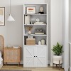 Farmhouse Bookcase with Doors Display Storage Shelves Industrial Bookshelf Wooden 4 Shelf Bookshelves for Bedroom, Living Room - 4 of 4