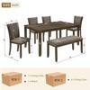GDFStudio Eira Farmhouse 6-Piece Dining Set with Rubberwood Rectangular Table, 1 Bench, and 4 Linen Upholstered Chairs - 2 of 4