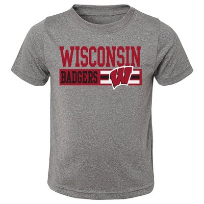 NCAA Wisconsin Badgers Boys' Gray Heather Short Sleeve Performance T-Shirt