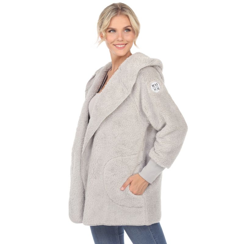 Women's Plush Hooded Cardigan with Pockets - White Mark, 2 of 6