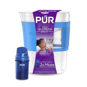 PUR Water Filter 8 Cup Slim Design Compact Water Pitcher Dispenser with 1 Fast Water Filter - 1 of 4