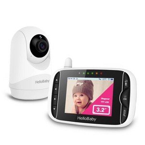 HelloBaby 3.2" Video Baby Monitor with Remote Pan-Tilt Zoom (HB6232) - White - 1 of 4