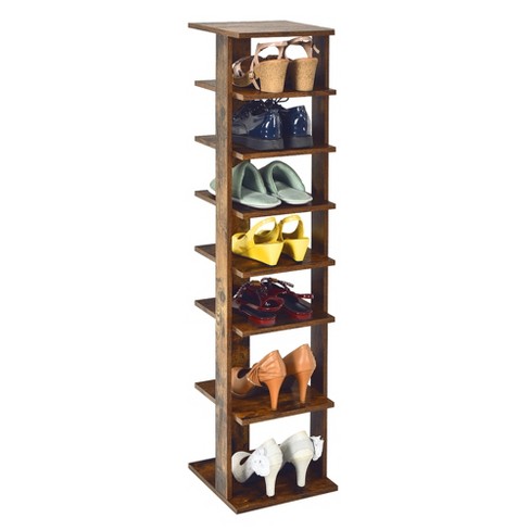 Freestanding Shoe Storage Cabinet for Entryway, Wooden Narrow Shoe Rack Organizer - Rustic Brown