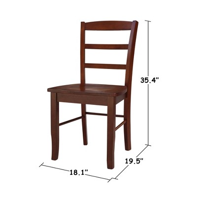 Espresso High Slat Solid Wood Ladderback Side Chair Set