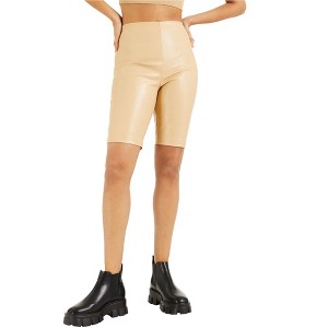 I-N-C Womens Faux Leather Casual Walking Shorts, Beige, 16 - 1 of 1