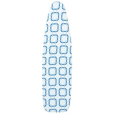 Silver Frame Blue Geometric Pattern T-Leg Ironing Board