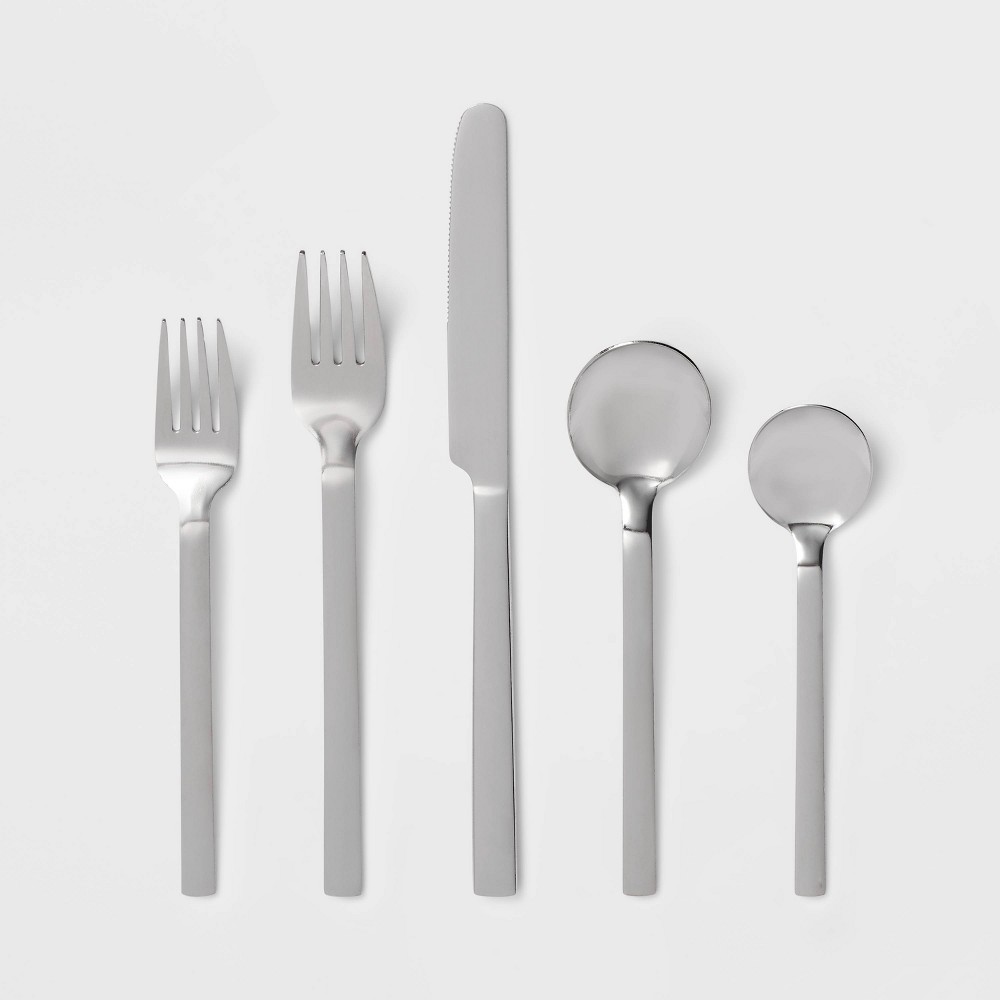 Photos - Other Appliances 30pc Squared Straight Flatware Set with Caddy - Room Essentials™