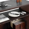 Dexmalle Light Brown Patio Kitchen Bar Cart with Wicker and Glass Top  Door - 4 of 4