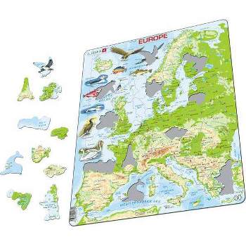 Larsen Puzzles Europe Map with Animals Kids Jigsaw Puzzle - 87pc