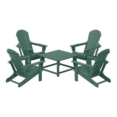 WestinTrends Malibu 5-Piece HDPE Adirondack Chair Outdoor Patio Square Table Conversation Set