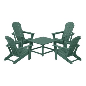WestinTrends Malibu 5-Piece HDPE Adirondack Chair Outdoor Patio Square Table Conversation Set - 1 of 4