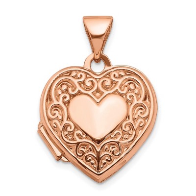 Black Bow Jewelry 14k Rose Gold 15mm Scroll Heart Locket