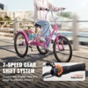 VEVOR Folding Adult Tricycle, 24-Inch 7-Speed Adult Folding Trikes, Carbon Steel 3 Wheel Cruiser Bike with Basket & Adjustable Seat - 3 of 4