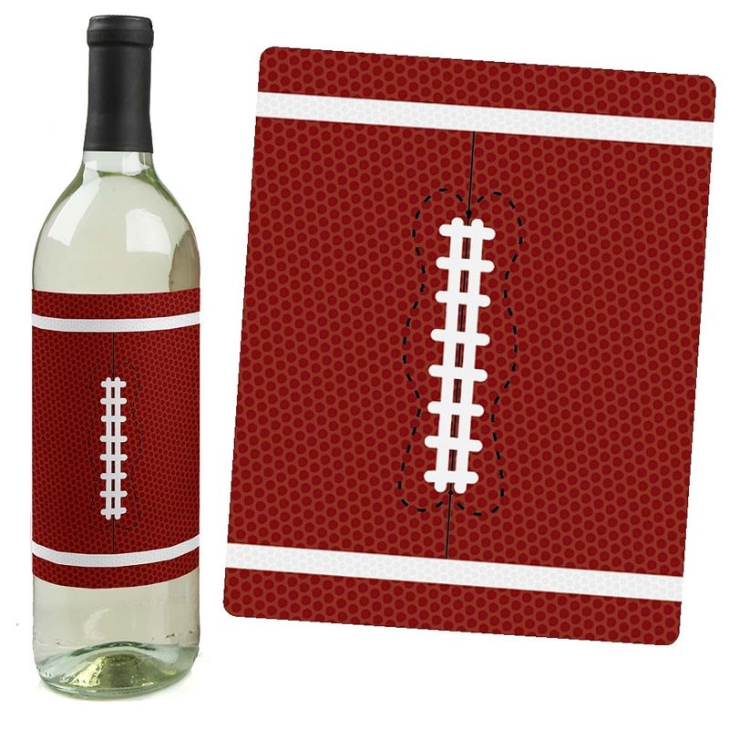 Big Dot of Happiness End Zone - Football - Baby Shower or Birthday Party Decorations for Women and Men - Wine Bottle Label Stickers - Set of 4, 5 of 9