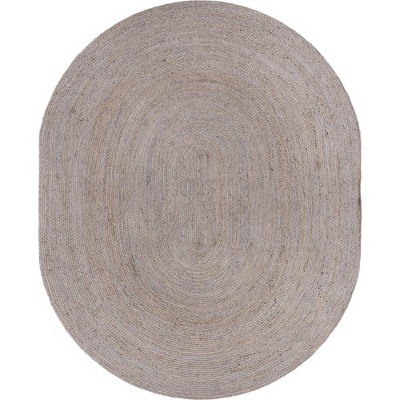 Handmade Gray Braided Oval 8' x 10' Reversible Rug