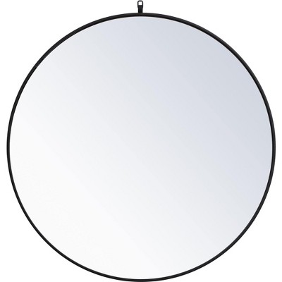 Elegant Lighting Metal frame round mirror with decorative hook 39 inch in Black