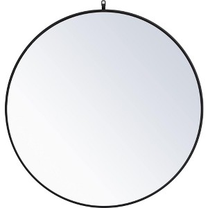 Elegant Lighting Metal frame round mirror with decorative hook 39 inch in Black - 1 of 4
