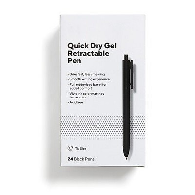 MyOfficeInnovations Retractable Quick Dry Gel Pens Med Point 0.7mm Blk 24376921