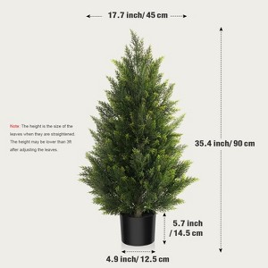 Vitalismo 3 ft. Artificial Topiary Cedar Tree Potted Realistic Faux Cypress Indoor and Outdoor Christmas Trees for Home Decor Set of 1/2 - 1 of 4