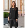 Seta T Women's Lantern Long Sleeve Round Neck High Low Irregular Hem Casual Blouse - 4 of 4