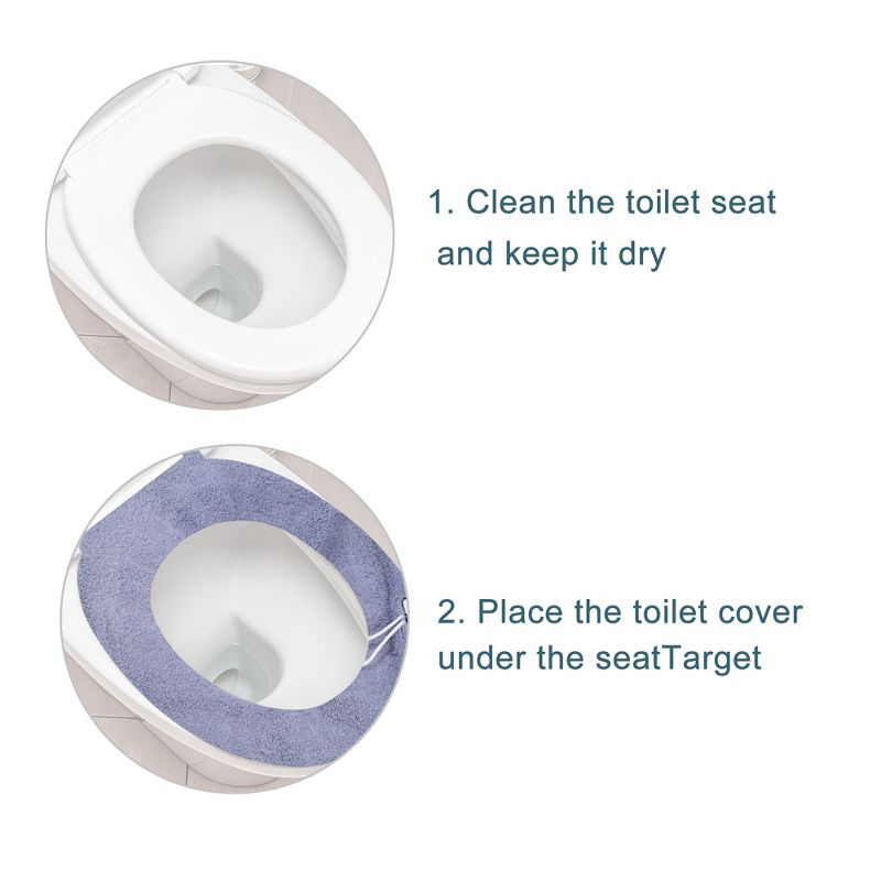 Unique Bargains Stretchable Thicker Toilet Seat Cover Pad Lid with Handle Bathroom Washable Reusable, 5 of 7
