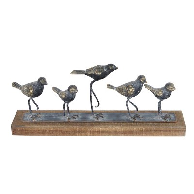 Rustic Walking Birds Wood and Metal Decorative Sculpture Table Top Décor - Foreside Home & Garden