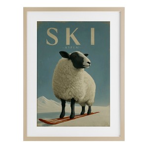 Stupell Industries Ski Aspen Sheep Framed Print Under Glass Art - 1 of 4