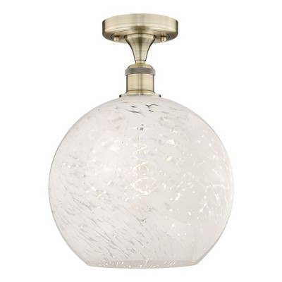 White Mouchette - 1 Light Semi-Flush Mount In Modern Style-13.63 Inches Tall and 12 Inches Wide