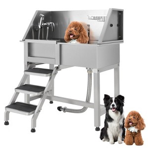 Pet Dog Bathing Station w/Stairs,Professional Dog Grooming Tub, Stainless Steel Dog Bathtub for Large, Medium&Small Pet - 1 of 4