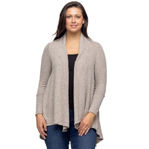 24seven Comfort Apparel Open Front Long Sleeve High Low Cozy Cardigan - 1 of 4