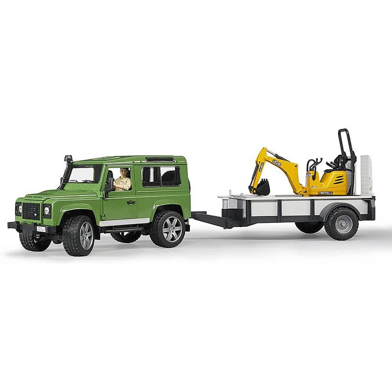 Bruder Land Rover with Trailer, JCB Micro Excavator and Worker Figure, 2 of 4