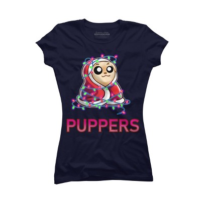 Junior's Design By Humans Comfy Christmas Pupper By Puppers T-Shirt