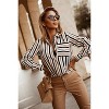 Women's V-Neck Long-Sleeve Striped Shirt Lightweight Button-Down Blouse for Casual or Work Wear - 2 of 4