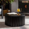 27" Round Lift Top Coffee Table with Storage, Handcrafted Relief Pedestal Wooden Tea Table, Modern MDF Living Room Center Table-Koiai - 2 of 4